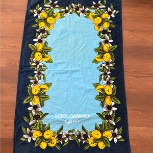 Dolce & Gabbana Pale Pink Logo Beach Towel with Black Trim